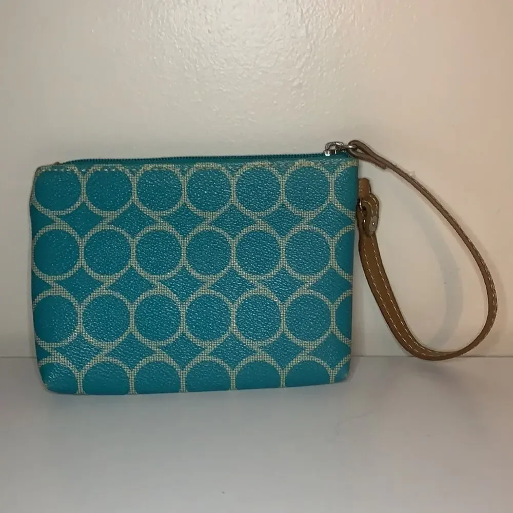 Nine West Wristlet Wallet Blue and White Pattern
